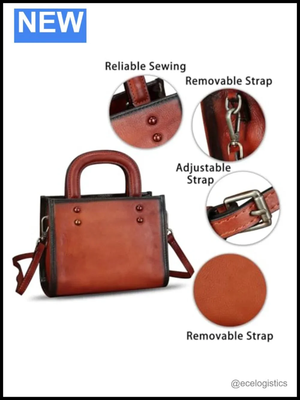 Genuine Leather Small Crossbody Satchel Purse with Strap for Women